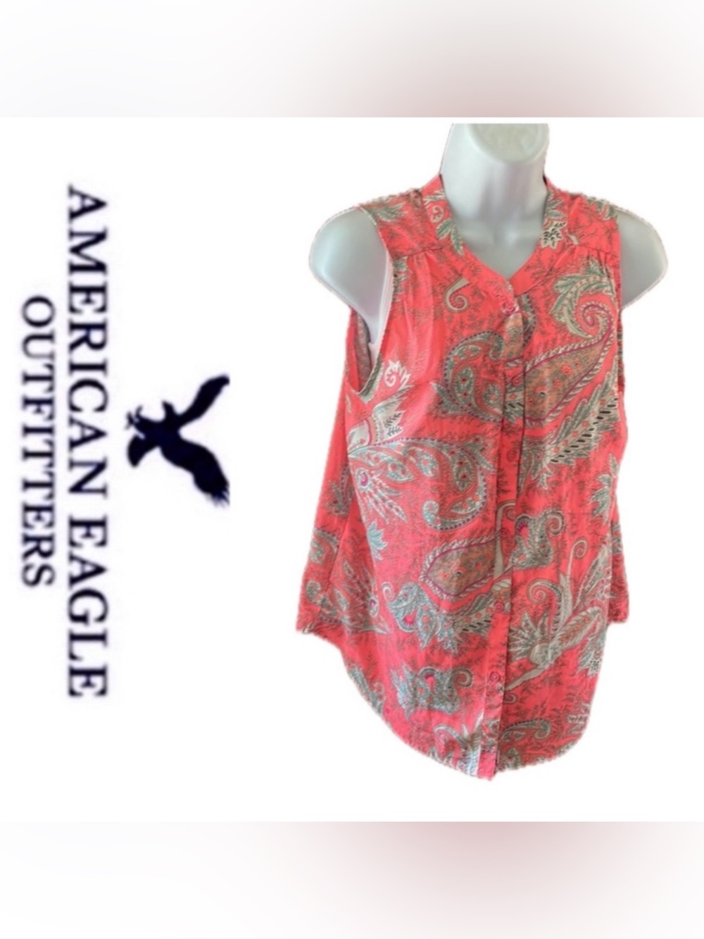 American Eagle Outfitters🦅 Coral Paisly Top 🌸🌷